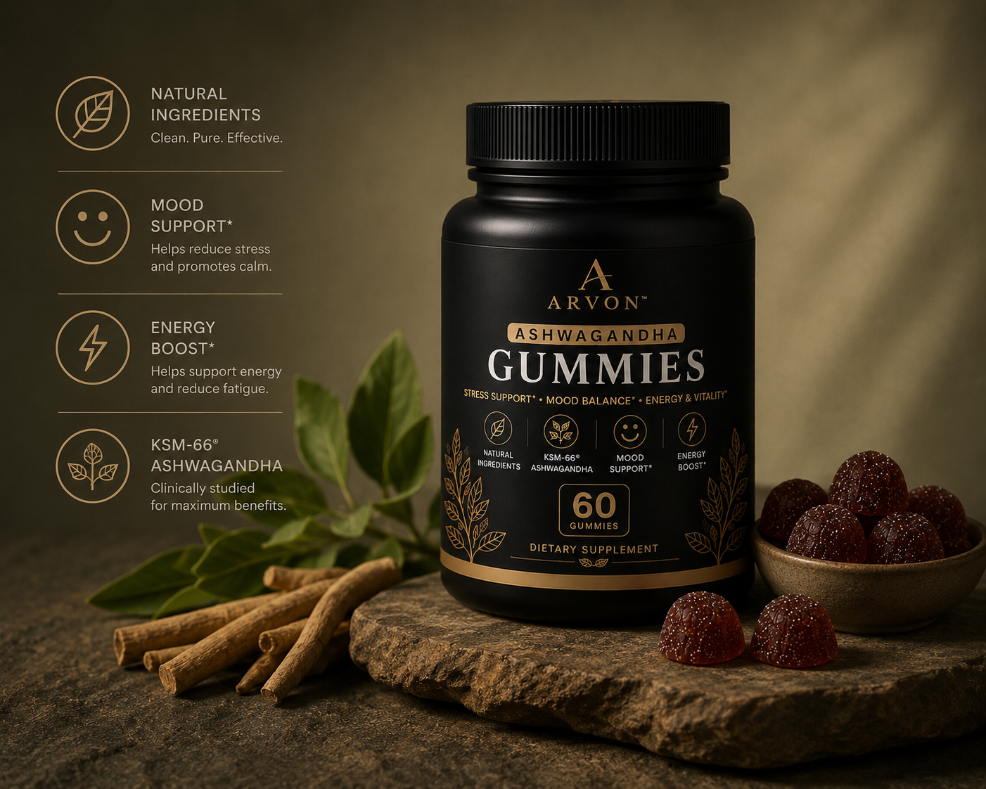 ARVON™ Premium KSM-66® Ashwagandha Gummies